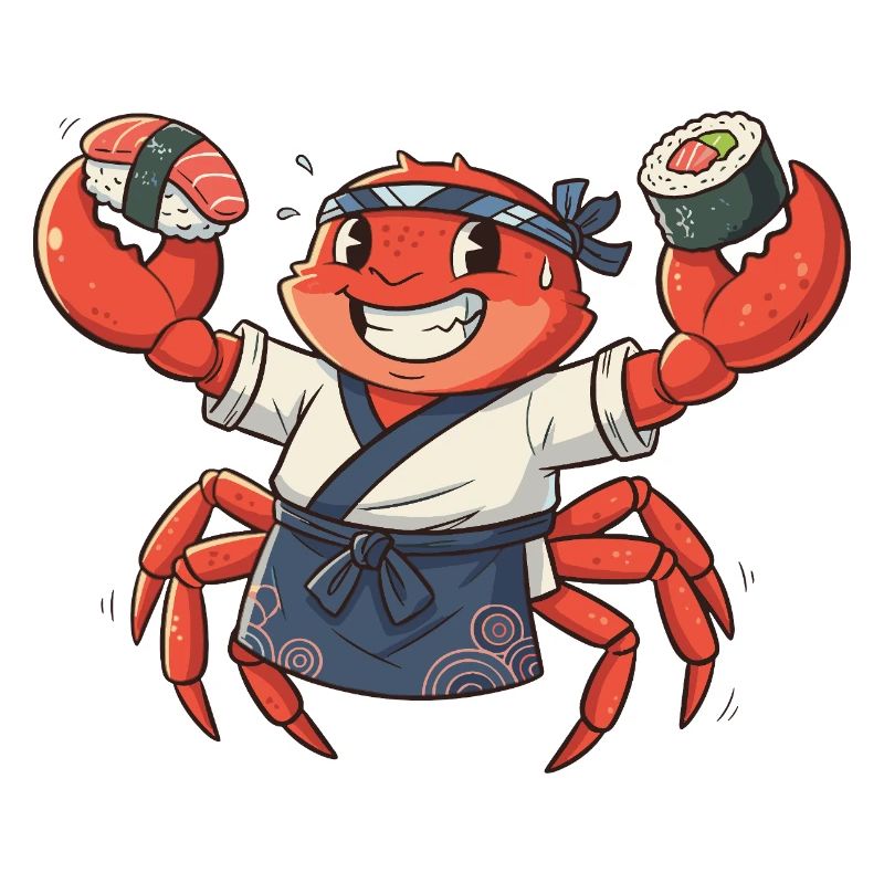 Chef sushi crabe avec coiffe