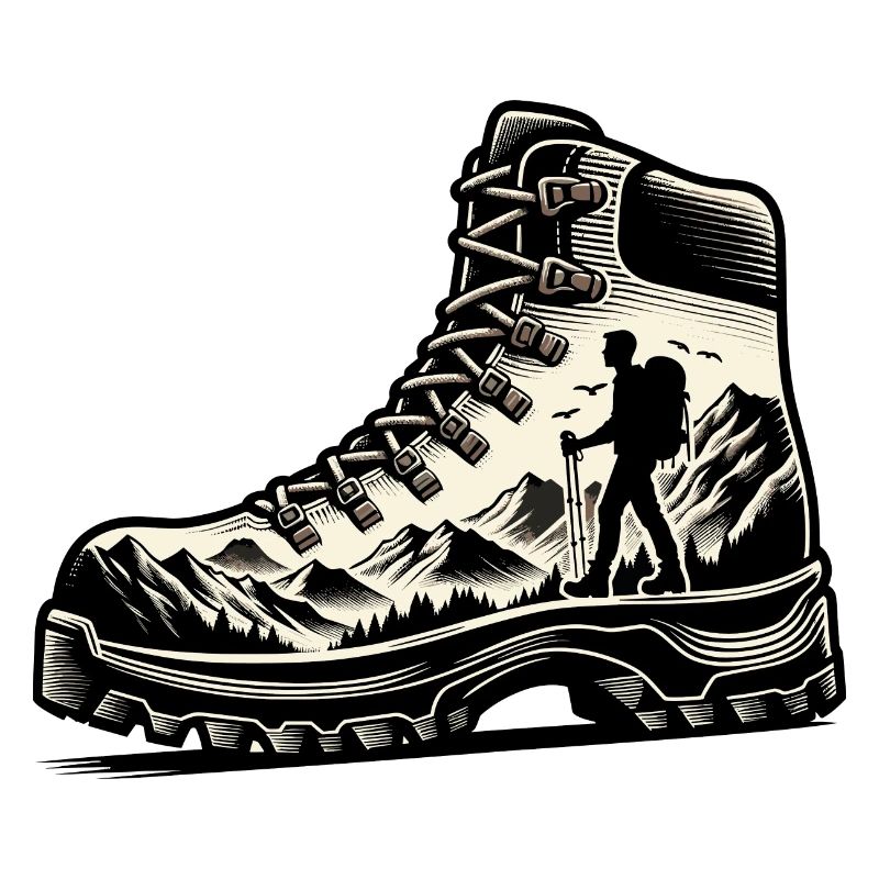 Drawing Hiker Bergwanderschuh