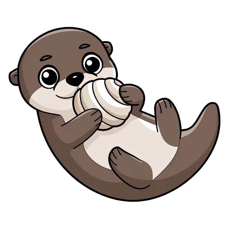 Cute otter with shell