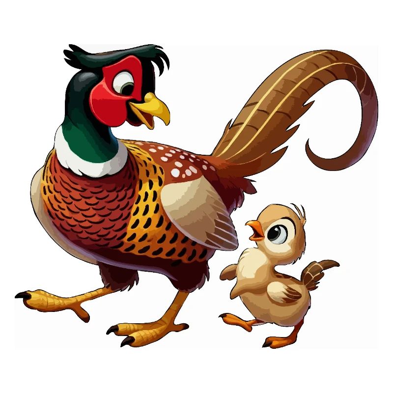 Fasanenmännchen mit Kind