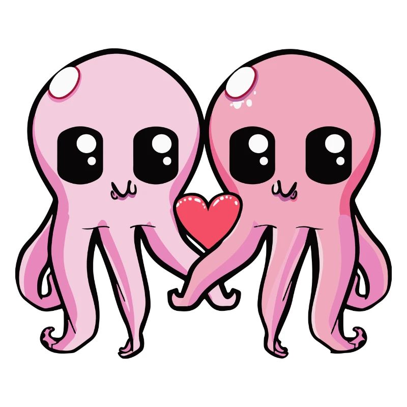 Couple de pieuvres Saint-Valentin