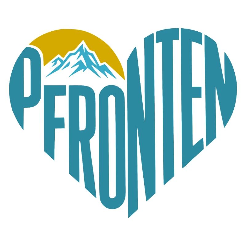 Pfronten Mountain Silhouette Heart Typography