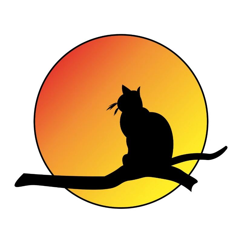 Silhouette du chat du coucher de soleil