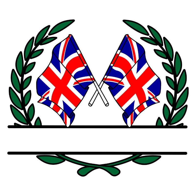 Flags Great Britain laurel wreath banner