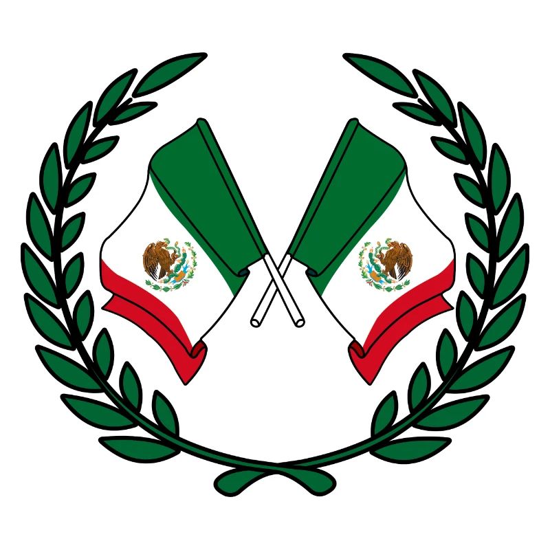 Flags Mexico in laurel wreath