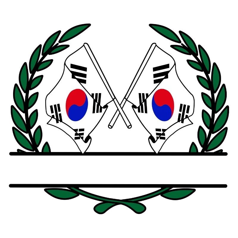Drapeaux Corée du Sud, bannière couronne de laurier