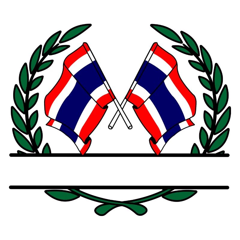 Drapeaux Thaïlande bannière couronne de laurier