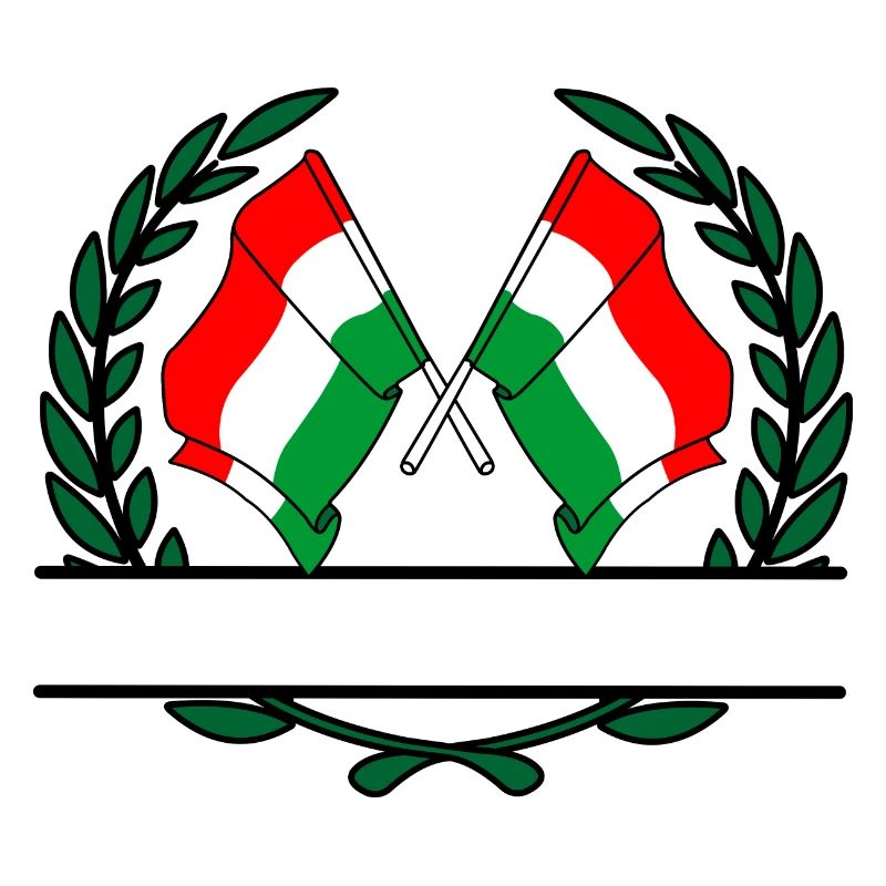 Drapeaux Hongrie couronne de laurier bannière