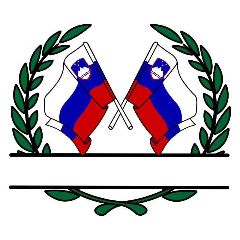 Flags Slovenia laurel wreath banner