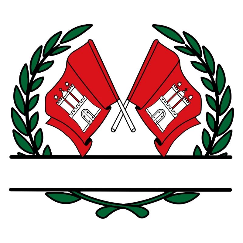 Drapeaux Hambourg couronne de laurier bannière