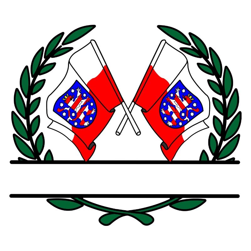Drapeaux Thuringe couronne de laurier bannière