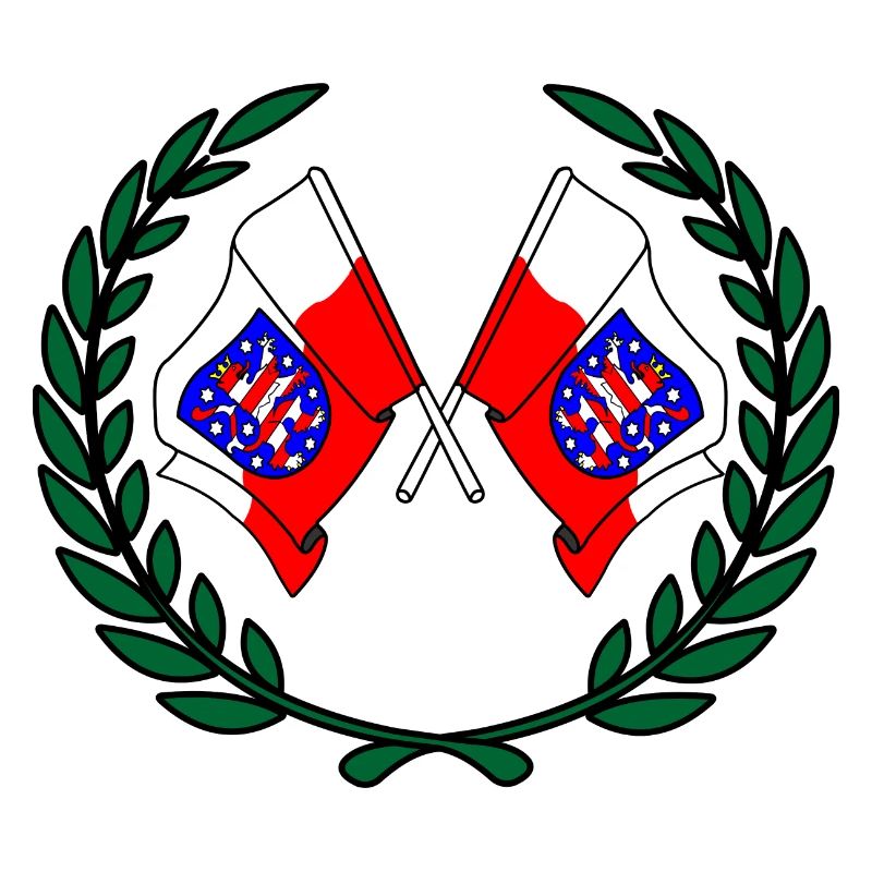 Drapeaux Thuringe couronne de laurier