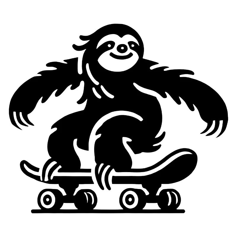 Faultier Skateboard Silhouette minimalistisch