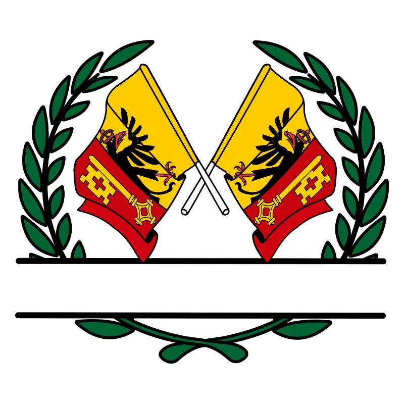 Flaggen Kanton oder Genf Schweiz Lorbeerkranz b