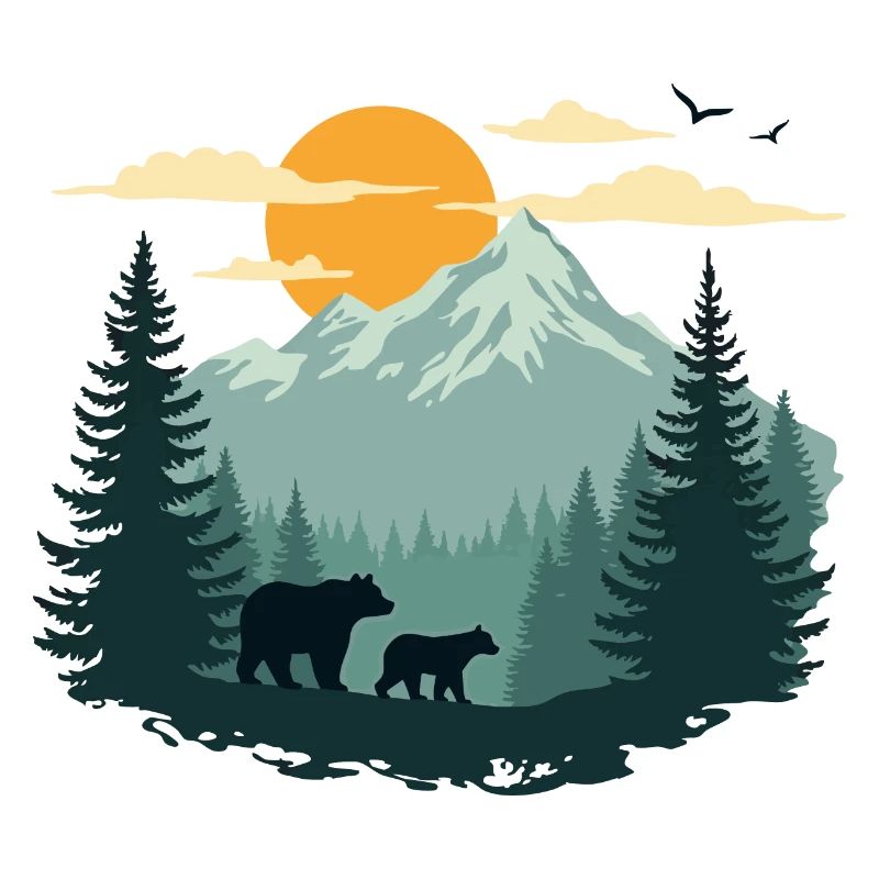 Forest Landscape and Bears
