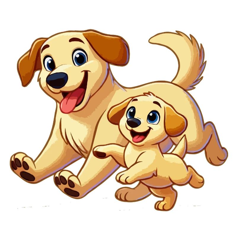 Labrador Mutter und Kind beim Herumtollen