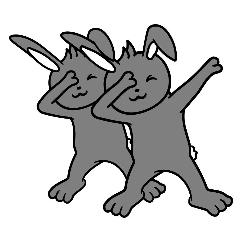 2 Lapins Dabbing Dab Danse Pose Danse Amis Équipe