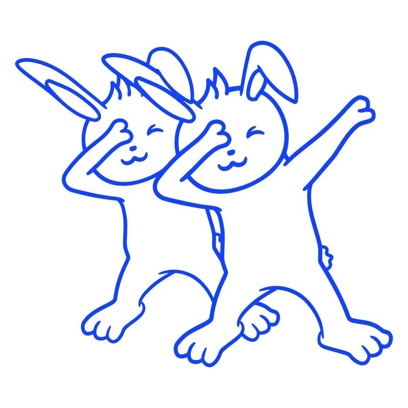 2 Lapins Dabbing Dab Danse Pose Danse Amis Équipe