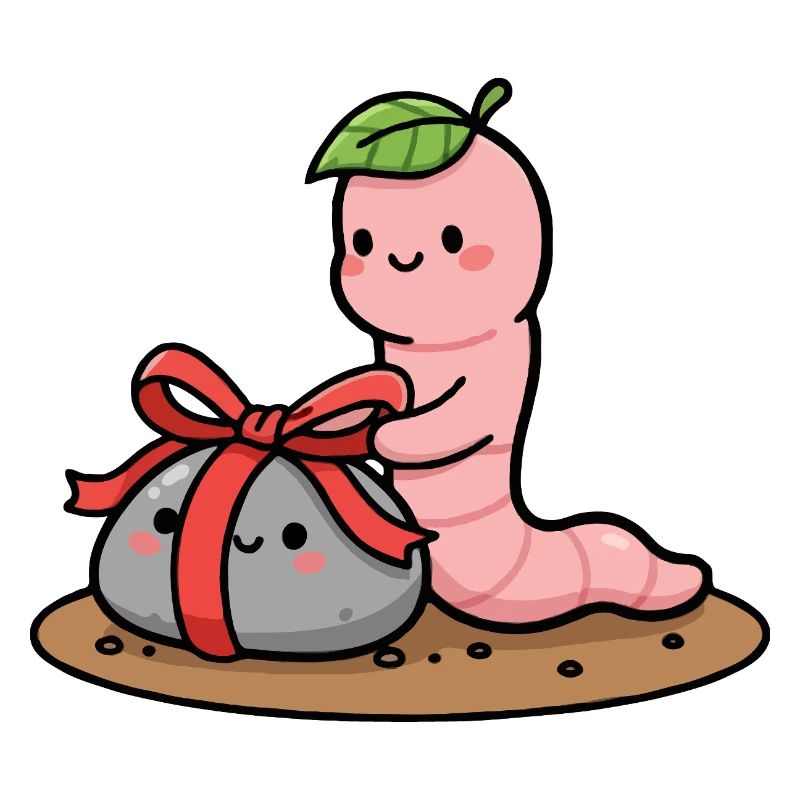 Kleiner Wurm mit Geschenk