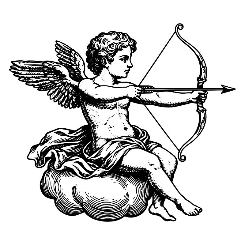 Cupidon avec l’arc et les flèches.