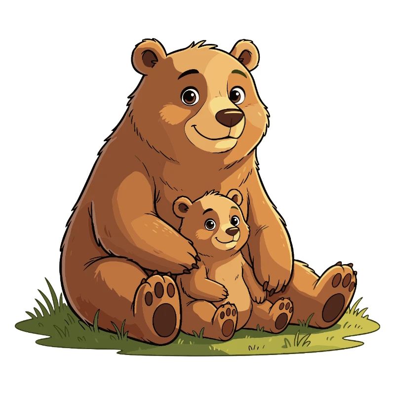 Douce maman ourse avec un petit