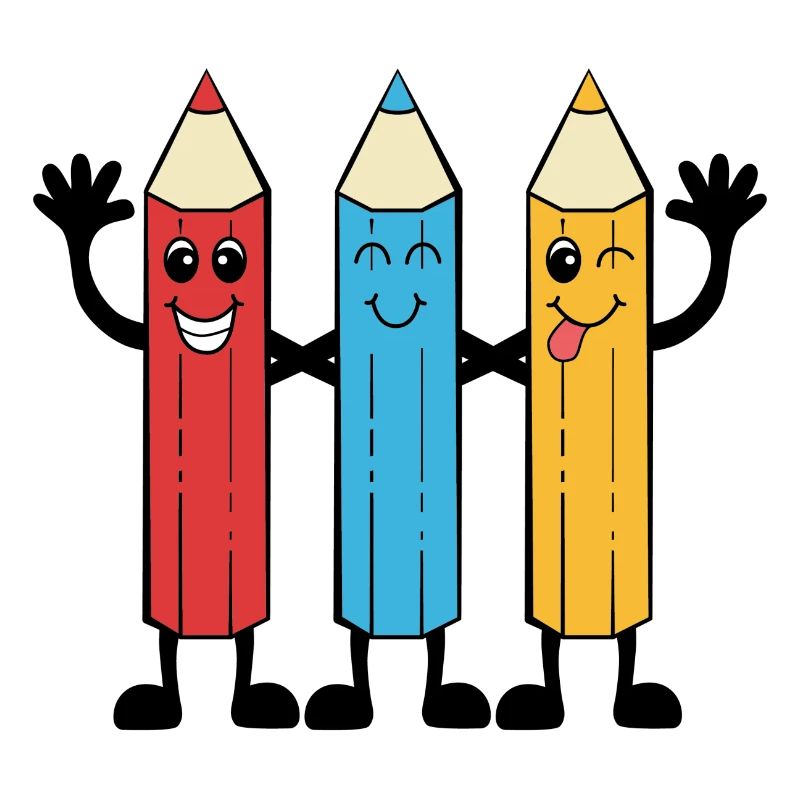 Crayons de couleur style comique