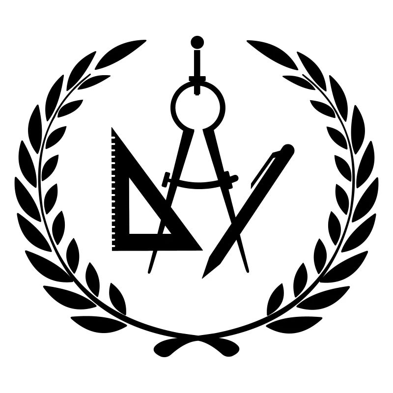 Architekten- oder Designerwerkzeuge im Lorbeerkranz