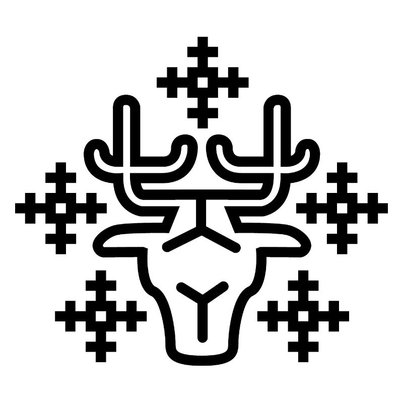 Christmas Pixel Reindeer Snowflake Lines Logo