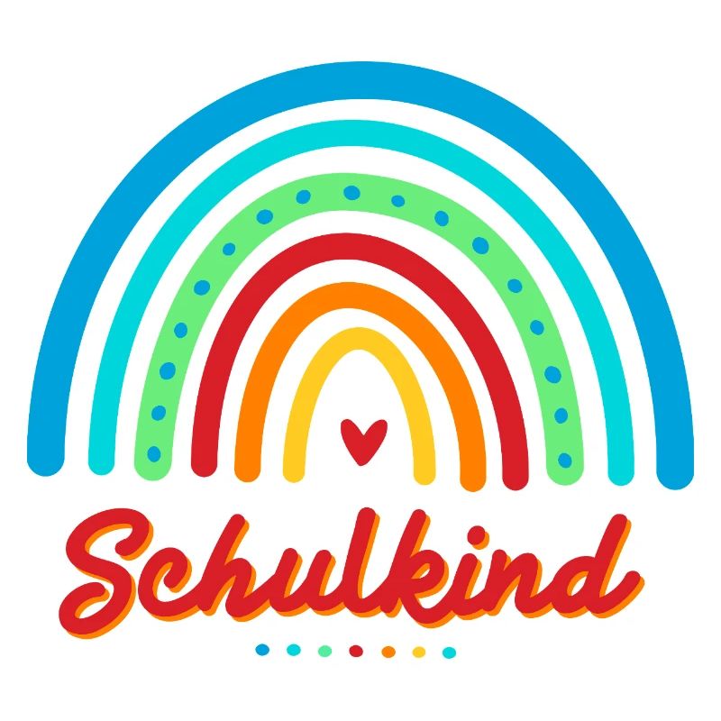 Schulkind bunter Retro Regenbogen Einschulung