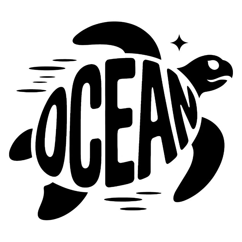 Ocean - Cool Turtle Ocean Logo