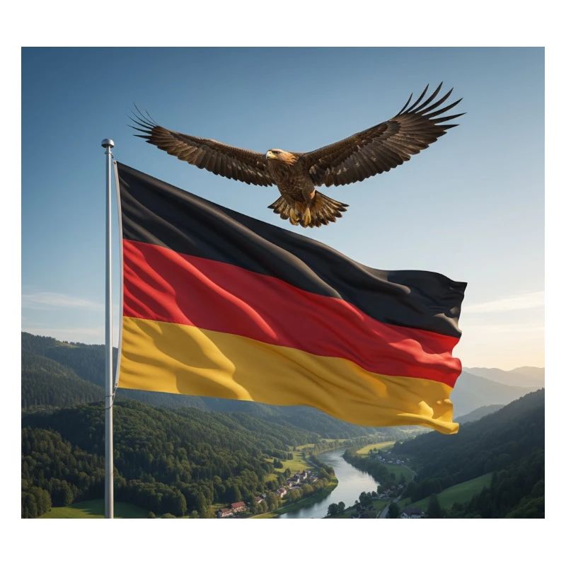 Aigle au-dessus du drapeau allemand