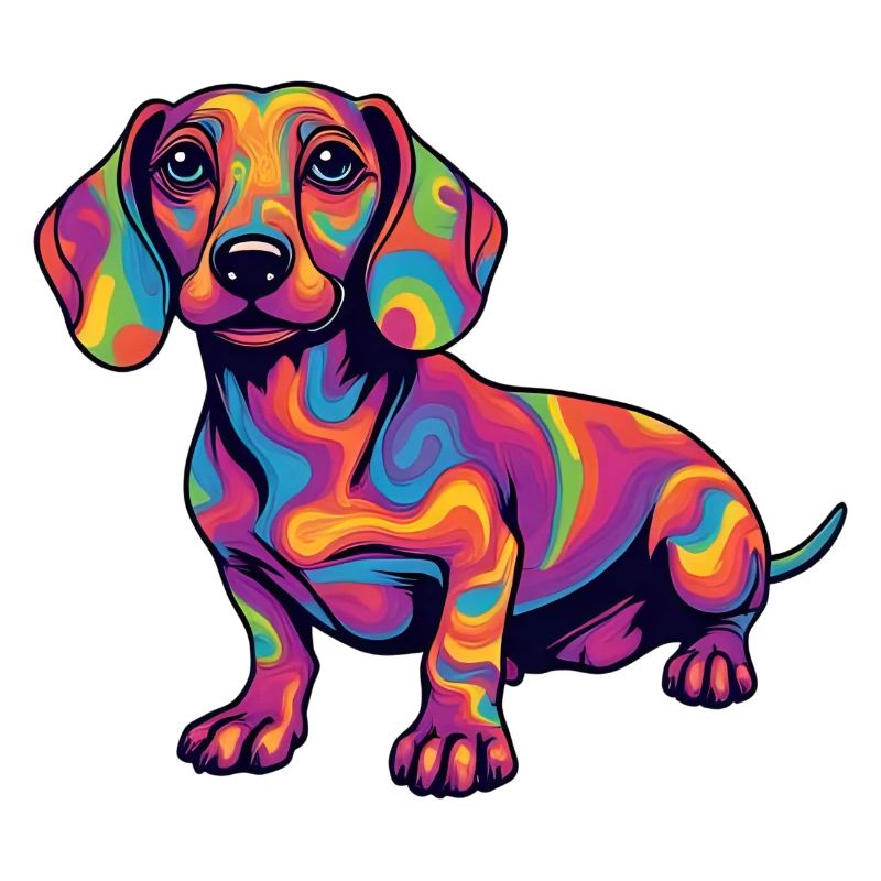 Psychedelischer Dackel Farbexplosion Pop Art 