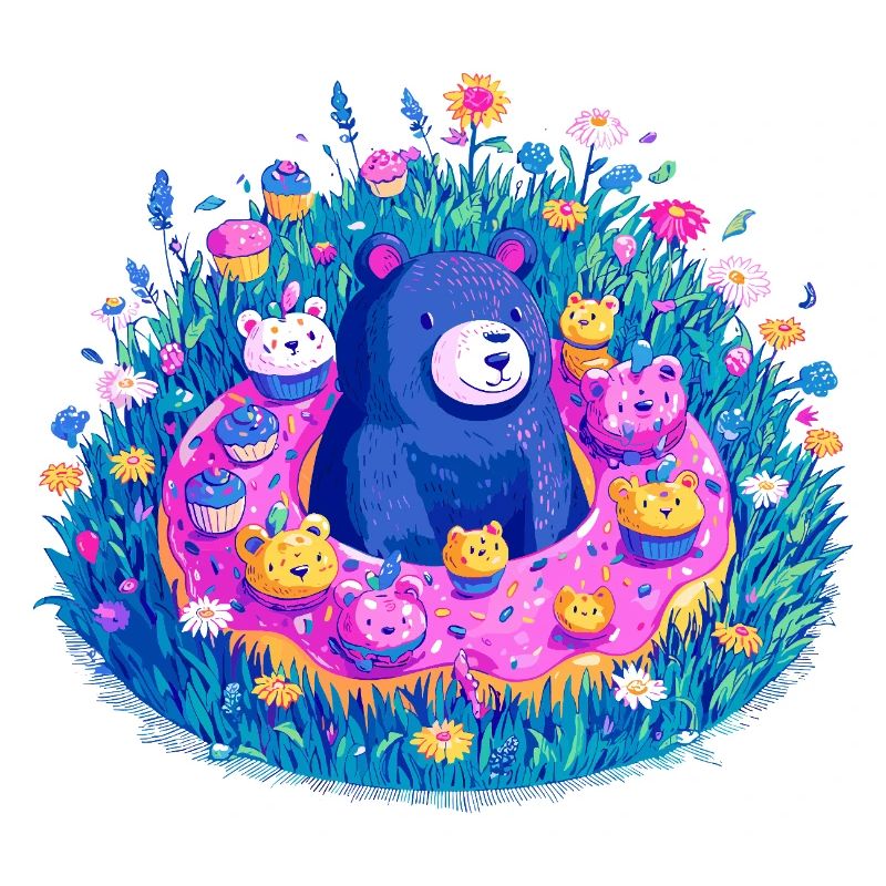 Baigner des ours dans la mer de fleurs