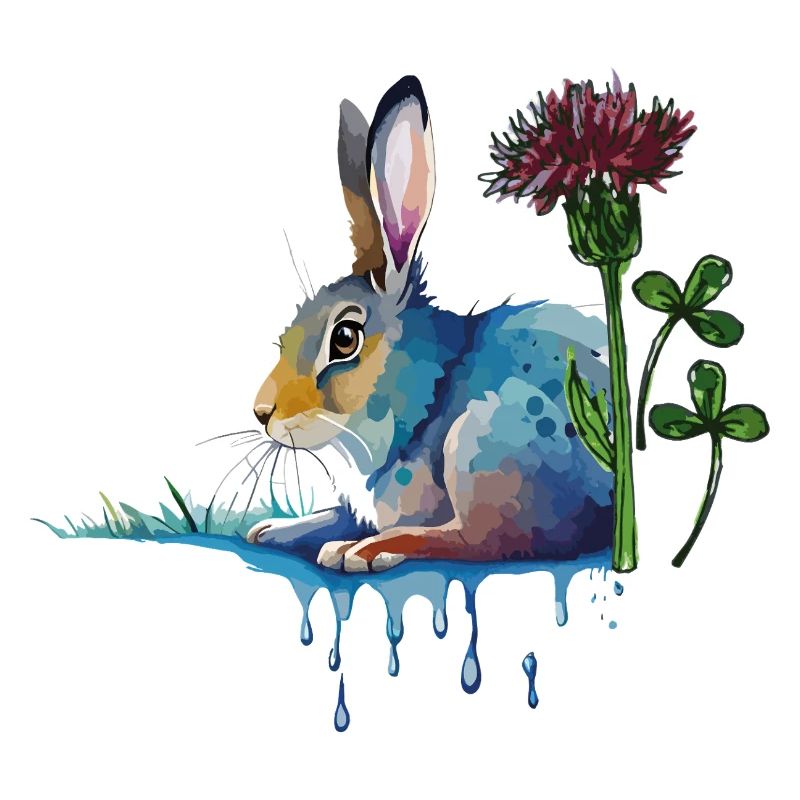Lapin coloré avec trèfle
