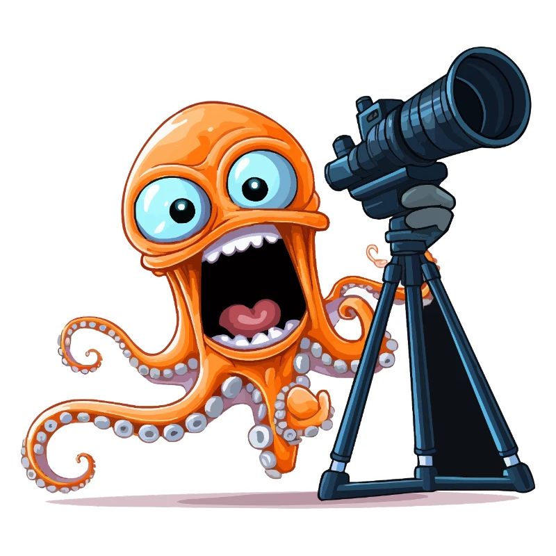 Orange Octopus Photographer with Camera