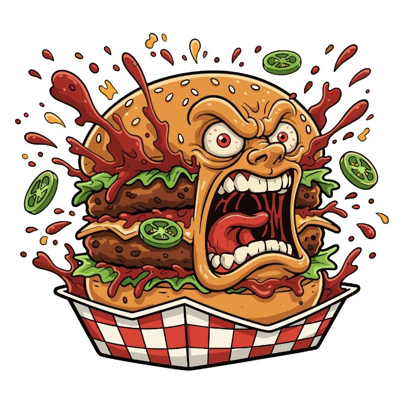 Éclaboussure de burger en colère