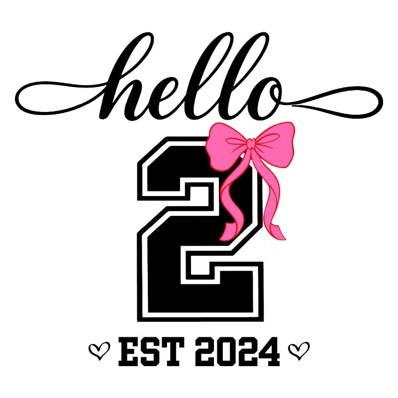 Hello 2 Est 2024 Rosa Schleife Design