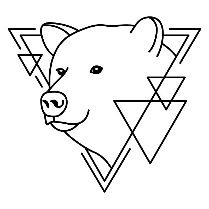 Bear in Geometric Shape - Line Art Design