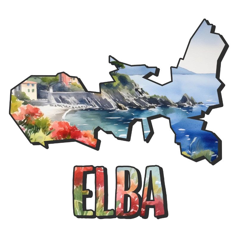 Watercolor Map Elba