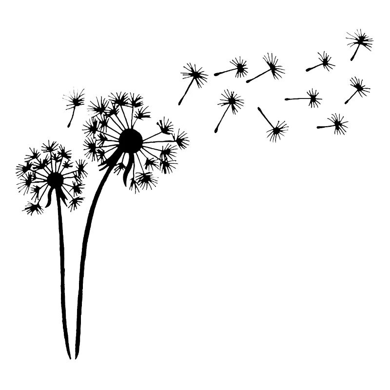 Black dandelion in the wind