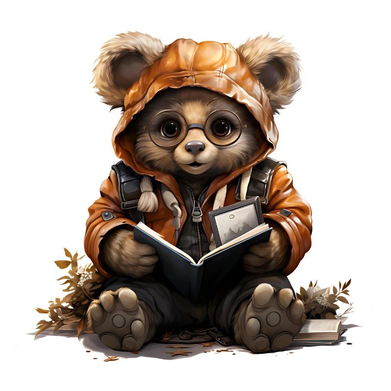 Buchlesender Teddybär Herbstoutfit