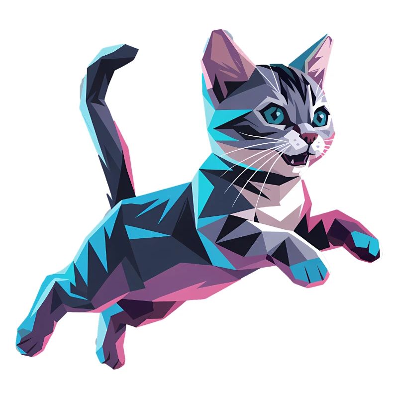 Kätzchen - Cooles Low-Poly-Logo
