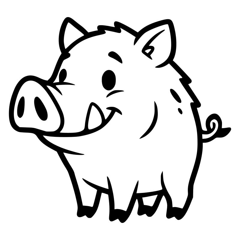 Wild Boar Comic Outline Coloring Page