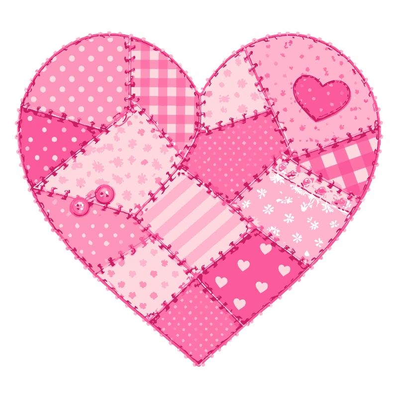 Cœur patchwork en quilt rose