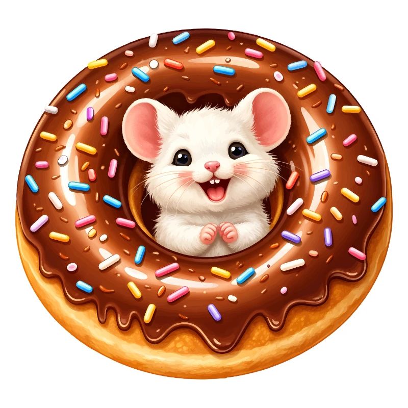 Illustration de souris mignonne dans un beignet