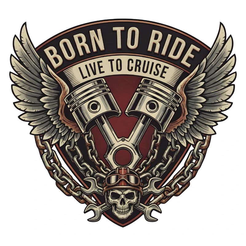 Motorcycle Biker V-Twin Motor Skull Skull Rocker