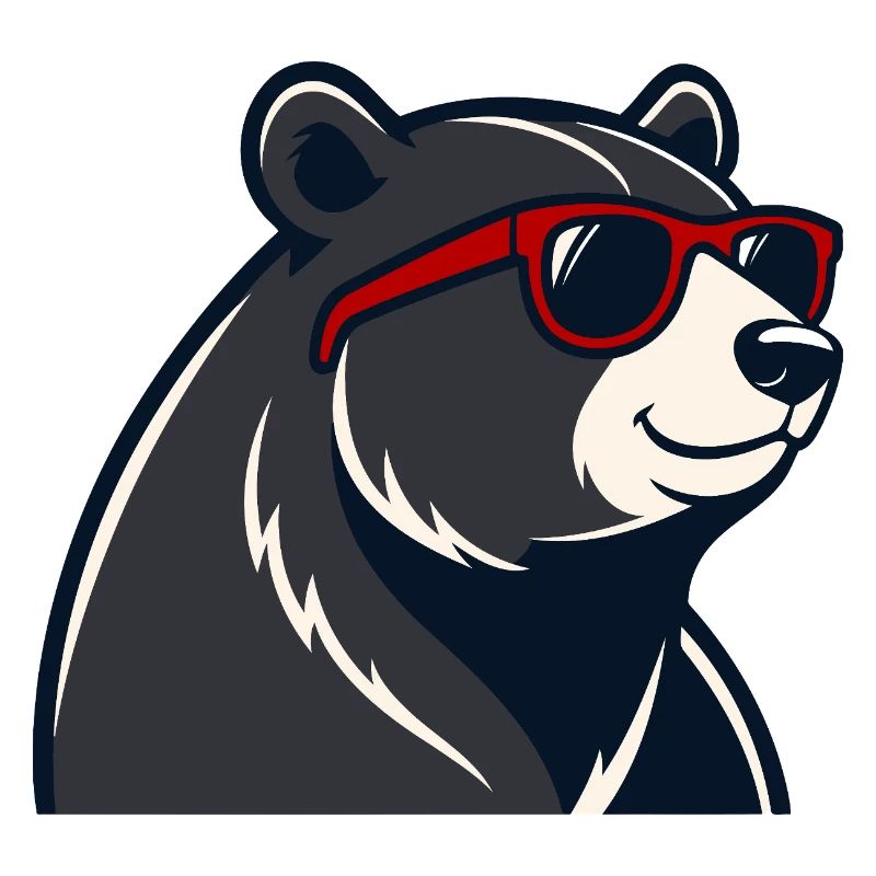 Bear Red Glasses Cartoon
