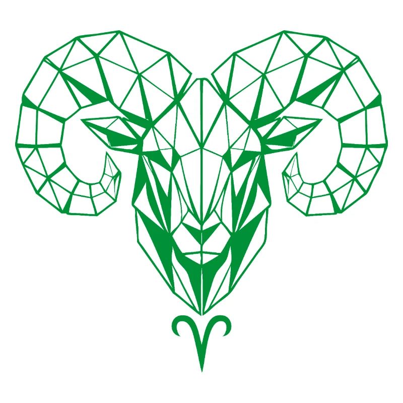 Geometric Ram Head Green