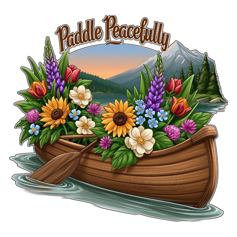 Paddle Peacefully Canoe Filled with Wildflowers on