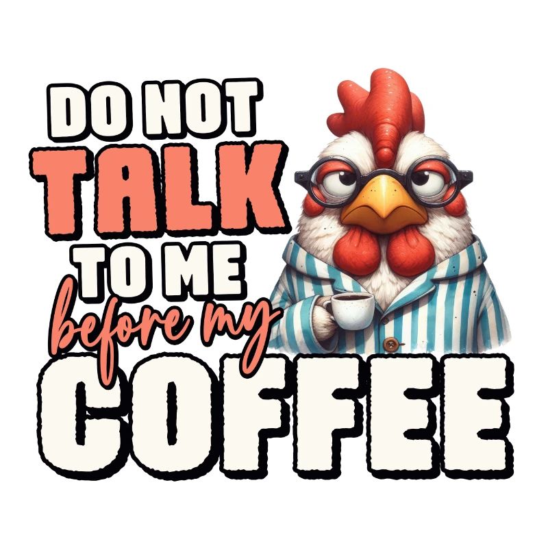 Grumpy rooster with coffee